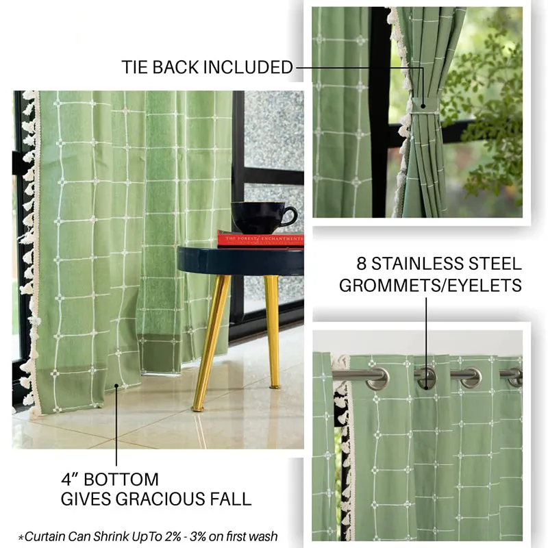 Urban Space Kanya Grid Curtain - Sage Green media 5
