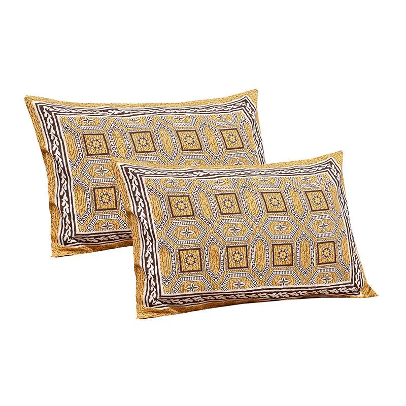 Shara Ethnic Cotton Bedsheet (Yellow) - 180 TC media 4