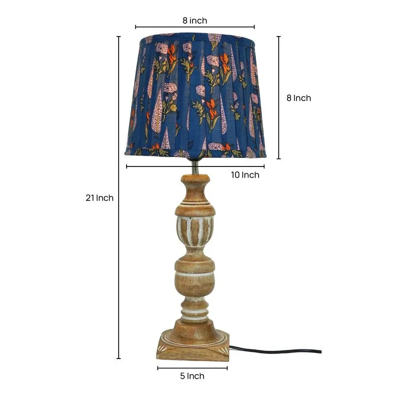 Twilight Flora Wooden Base Cotton Table Lamp - Multicolor media 5