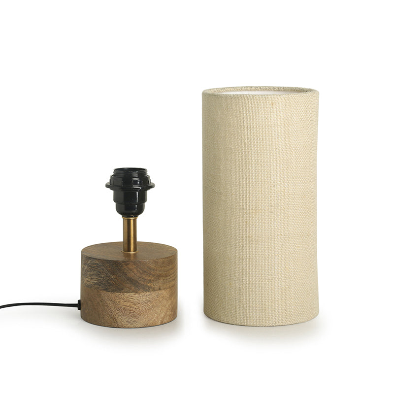Samidha Handcrafted Mango Wood Table Lamp - Brown,Beige media 4