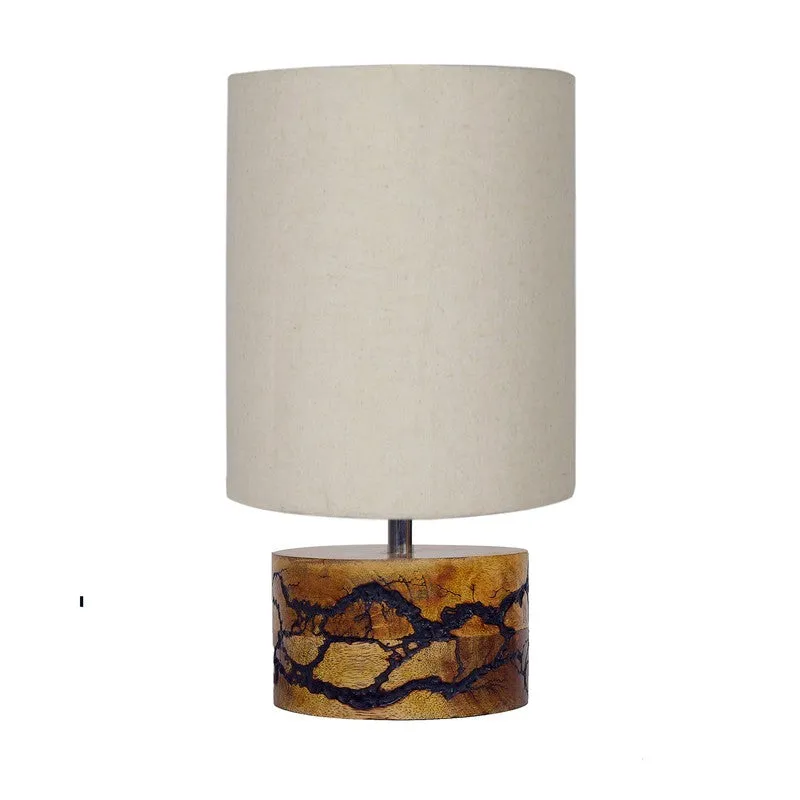 WhiteAura Minimal Bedside Wooden Table Lamp - Beige,Brown media 3