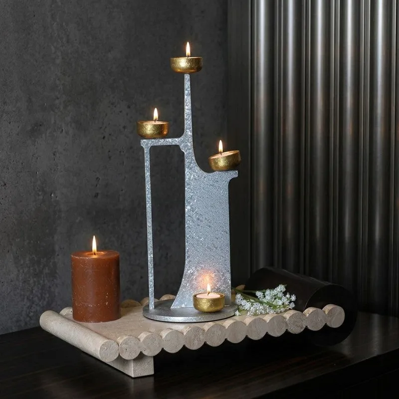 Solstice Gleam Metal Tealight Candle Holder media 3
