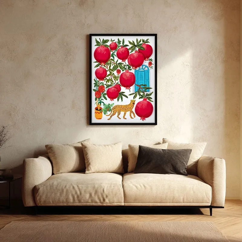Garden Scene Canvas Wall Painting - Black Frame media 1