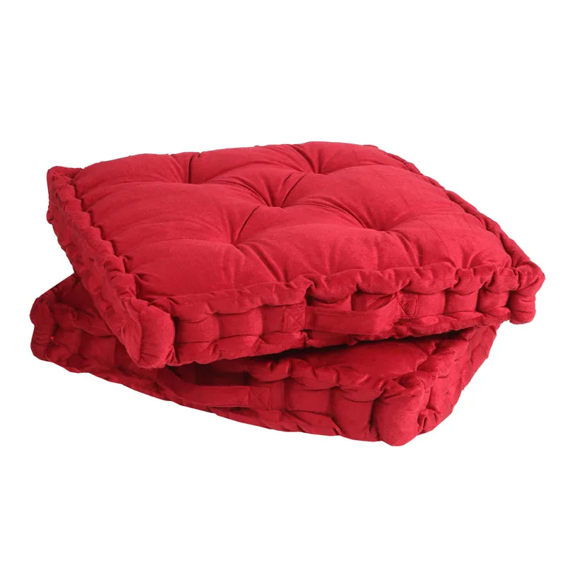 Thera Velvet Floor Cushion (Maroon) - Set Of Two media 4