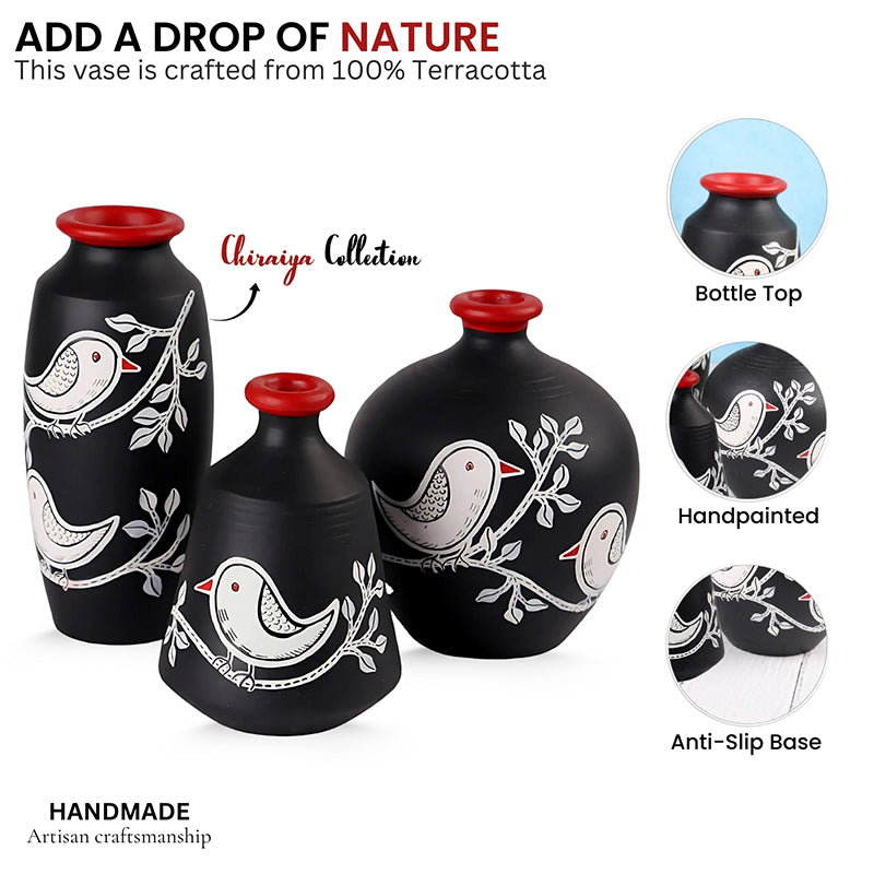 Neel Pakhi Handpainted Terracotta Vase - Set Of Three media 3