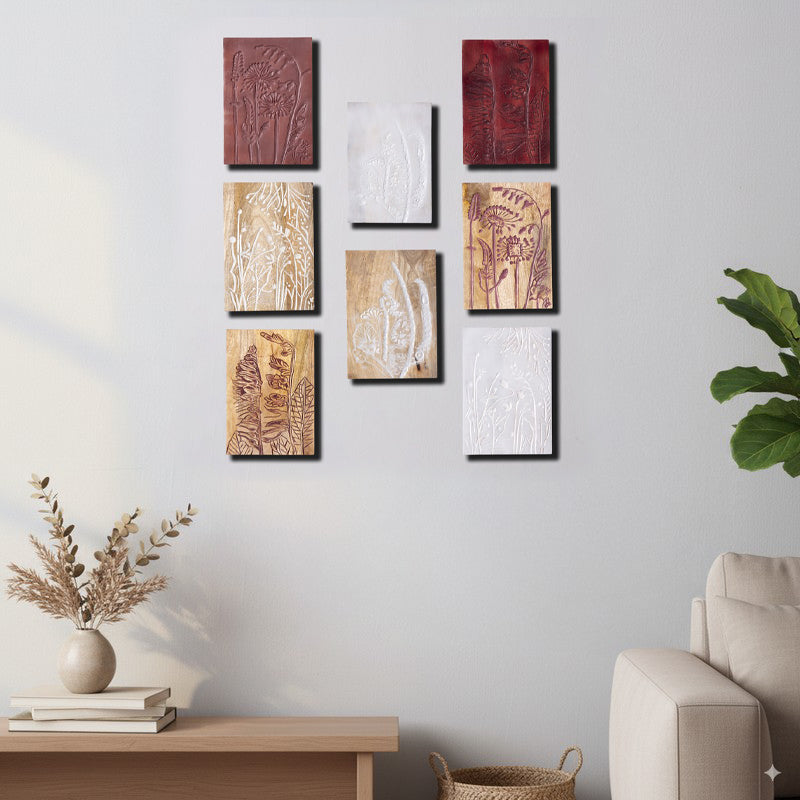 Nature's Palette Wooden Wall Plates - Set Of Eight