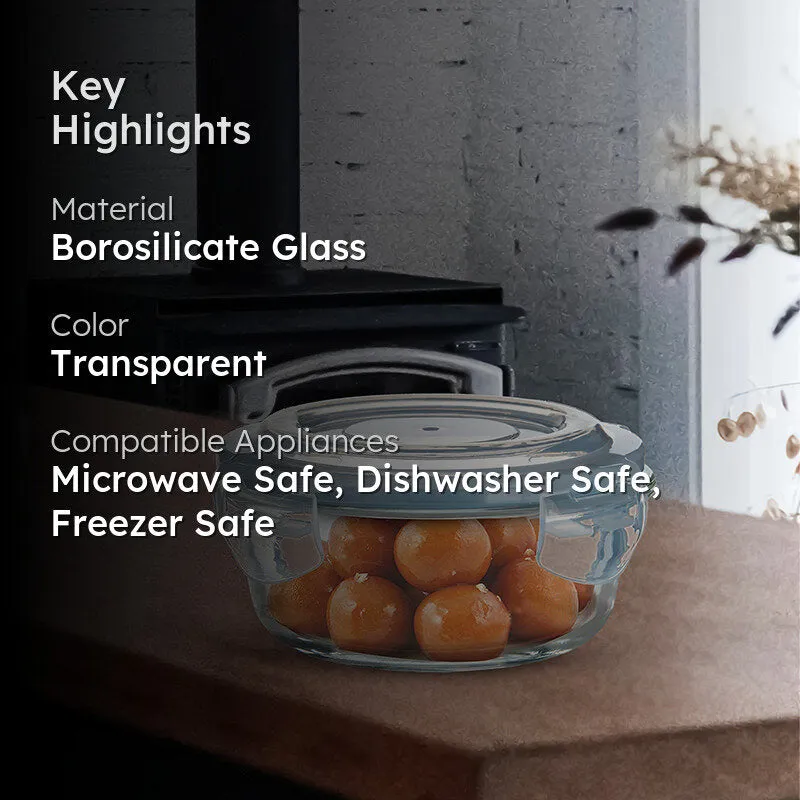 Bergner Glass Guard Airtight Glass Tiffin Box (Transparent,Grey) - 400 mL media 2