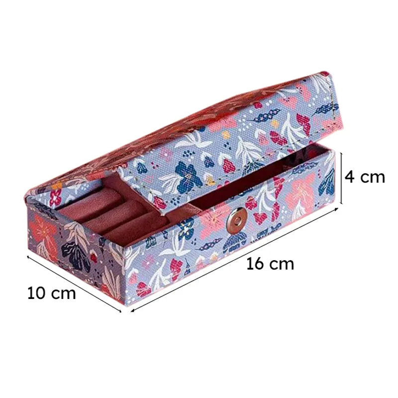 Pearlised Paper Leather Travel Jewel Box Small - Blue Meadow media 6