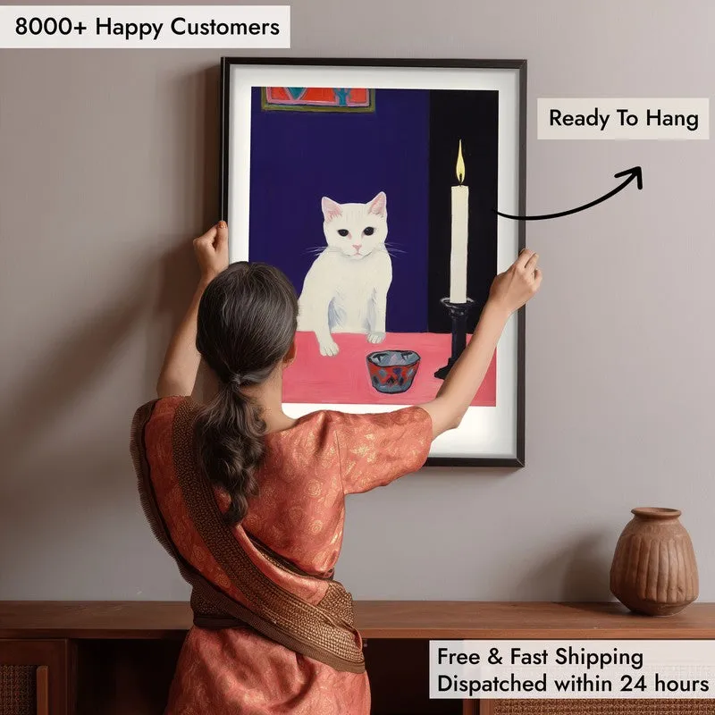 Matisse's Cat Inspired by Henri Matisse Archival Canvas Wall Art - Black Frame media 6