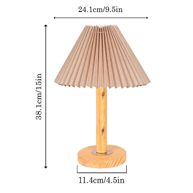 French Pleat Wooden Table Lamp - Beige media 6