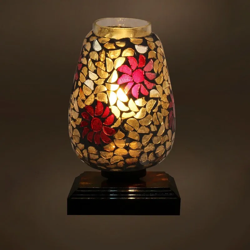 Veloura Mosaic Glass Table Lamp With Wooden Base - Multicolor media 7