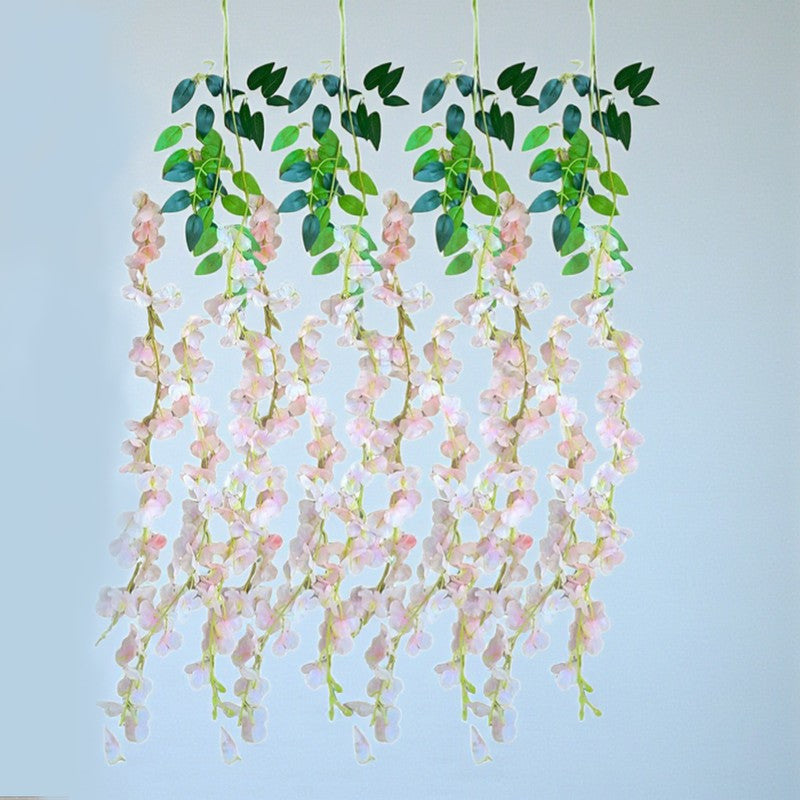 Wisteria Silk Lizzia Artificial Flower Vine - Peach media 3