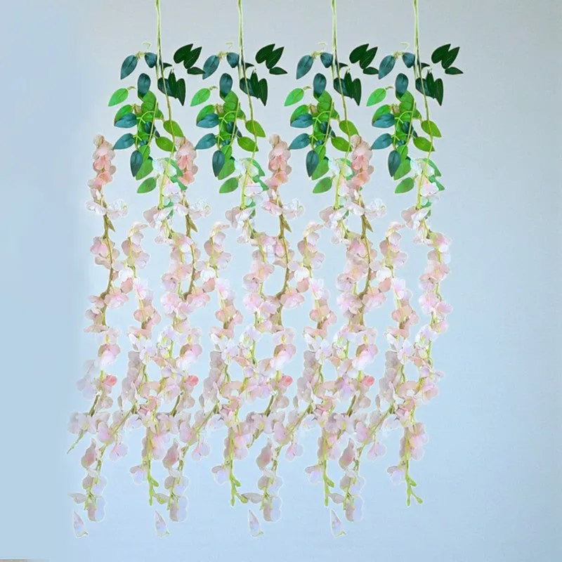 Wisteria Silk Lizzia Artificial Flower Vine - Peach media 3