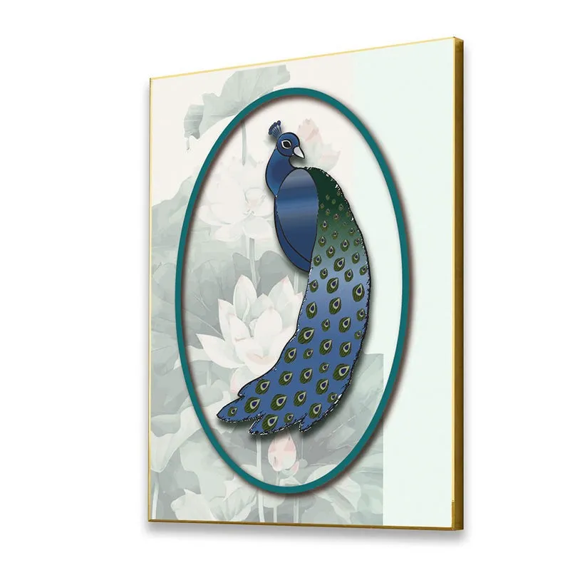 Peacock Portrait Wall Art with Gold Frame media 5