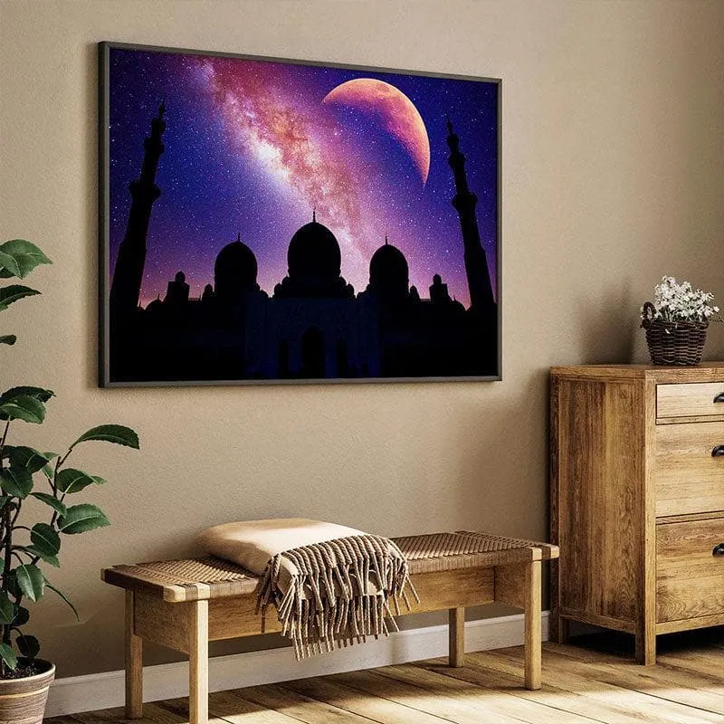 Mosque Silhouette Canvas Wall Painting - Black Frame media 3