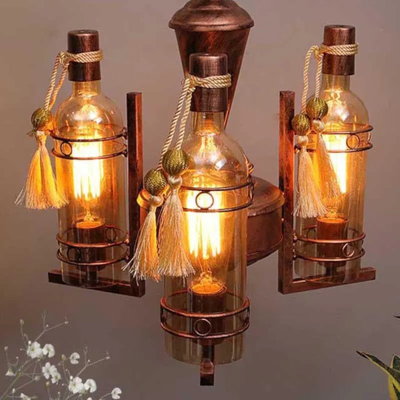 Industrial Farmhouse Metal Bottle Chandelier - Copper media 1