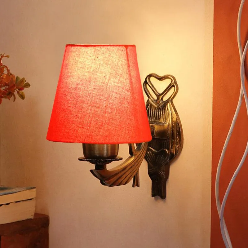 Love Gleam Atva Conical Fabric & Metal Wall Lamp - Orange media 1