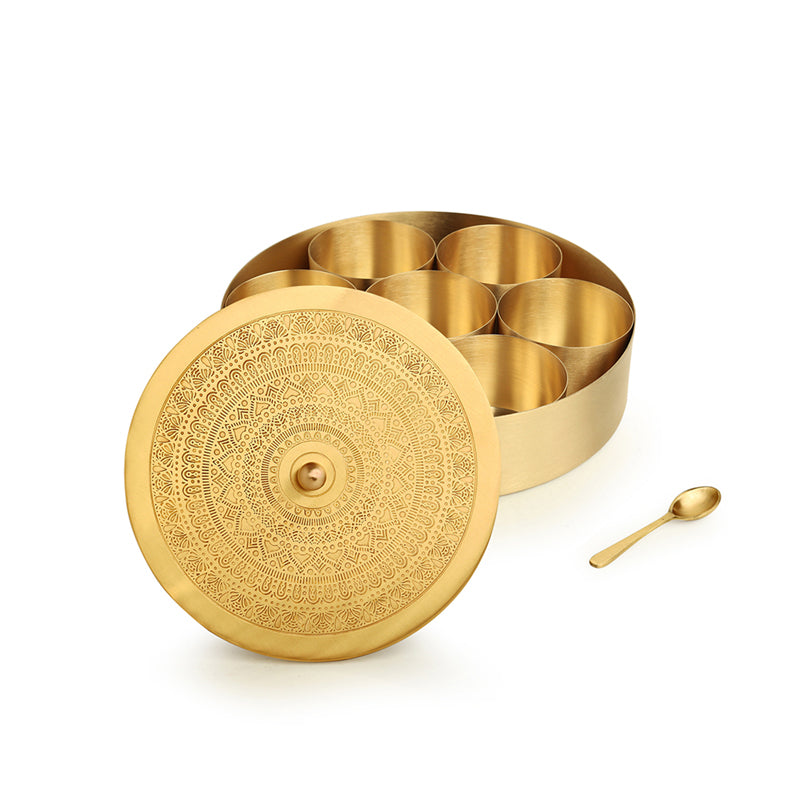 Tao Hand-Etched Brass Masala Box - 100 ML image 4