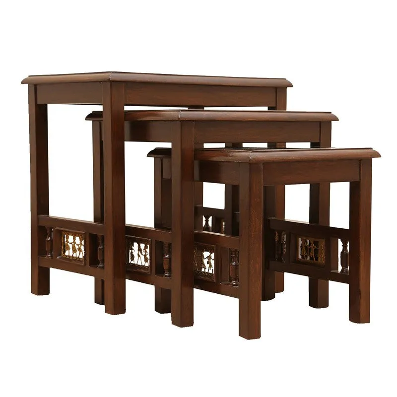Manor Teak Wood Nesting Stools - Set of Three media 5