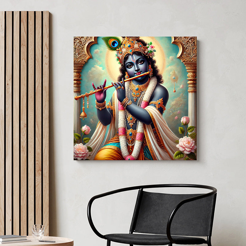 Bansuri Krishna Wall Painting