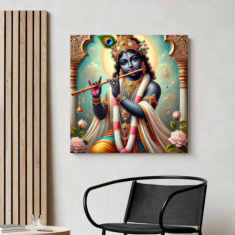 Bansuri Krishna Wall Painting media 1