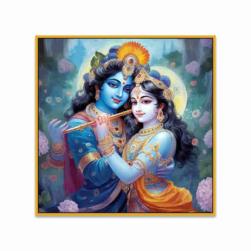 Radha-Krishna Mist Wall Art With Frame media 4