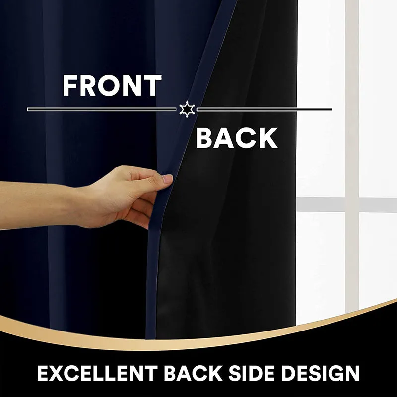 Noir Double Pinch Pleat Blackout Curtain - Navy Blue media 5