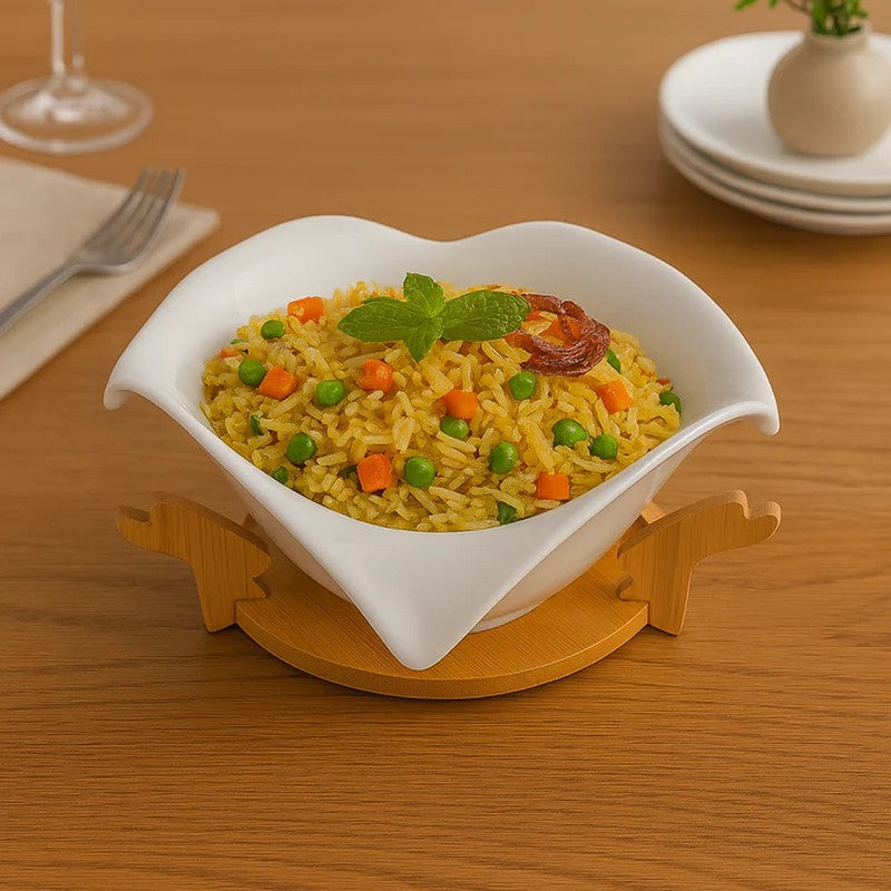 Lotus Grace Decorative Serving Bowl - White