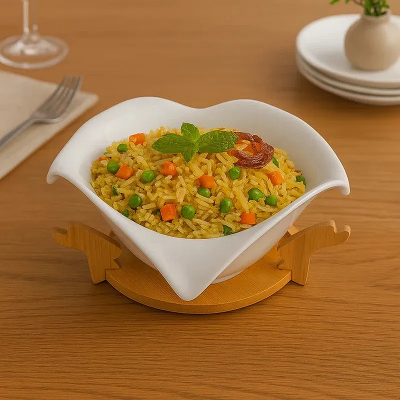 Lotus Grace Decorative Serving Bowl - White media 1