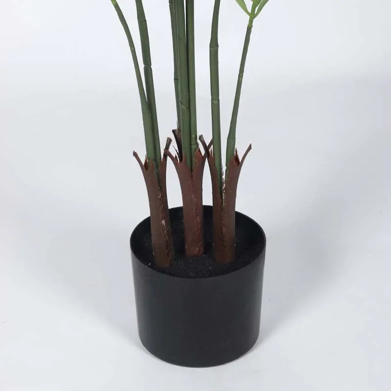 Faux Lush Areca Plam Plant With Black Plastic Pot -  4.3 Feet media 5
