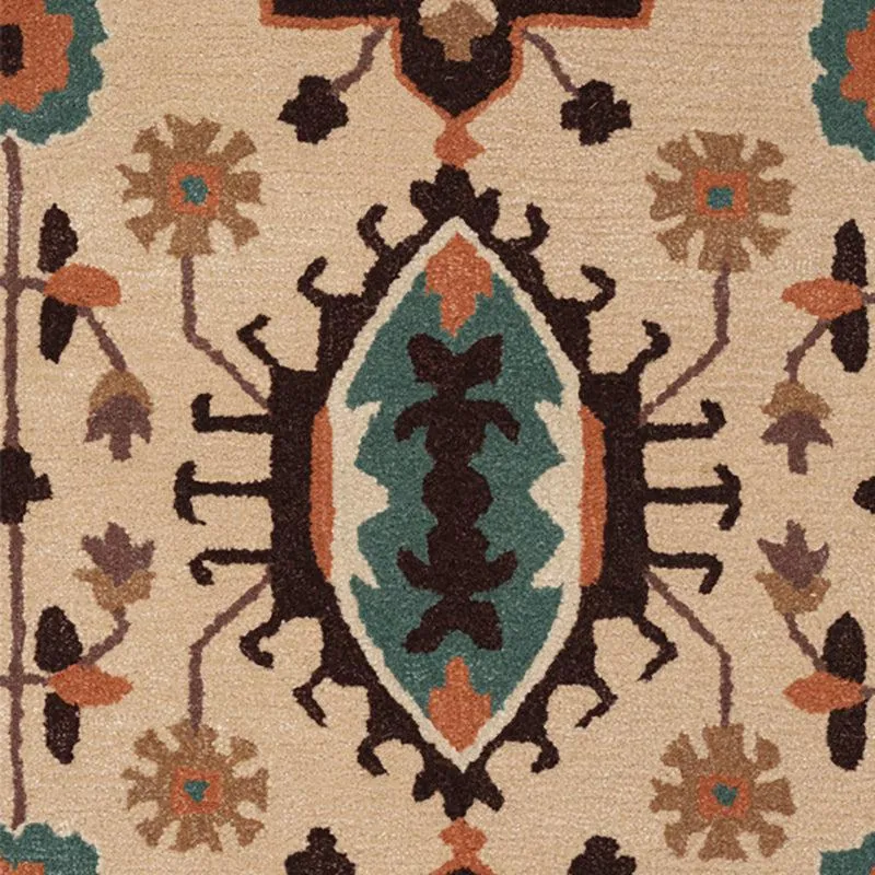 Nausicaa Ethnic Wool & Nylon Carpet - Brown & Beige media 6