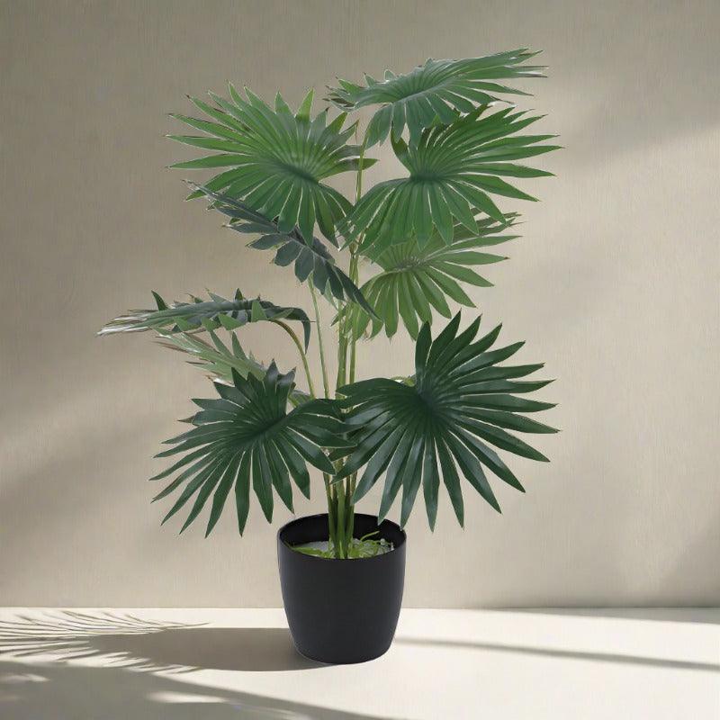 Faux Mini Artificial Tropical Palm Plant With Black Plastic Pot - 55 cms media 2