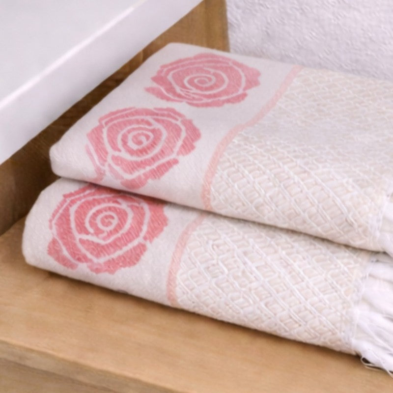 Rosette Cotton Hand Towel (Pink) - Set Of Four media 5