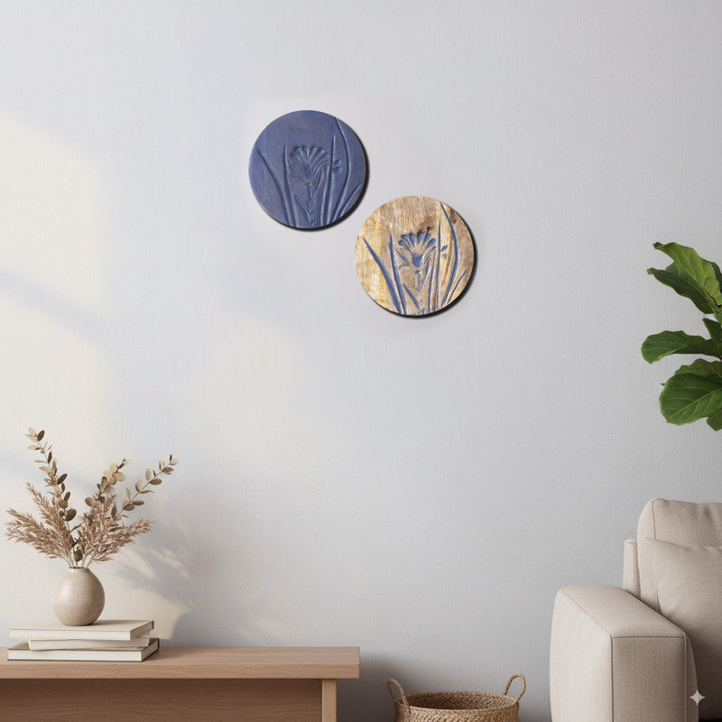Nature's Embrace Wooden Wall Plates - Set Of Two