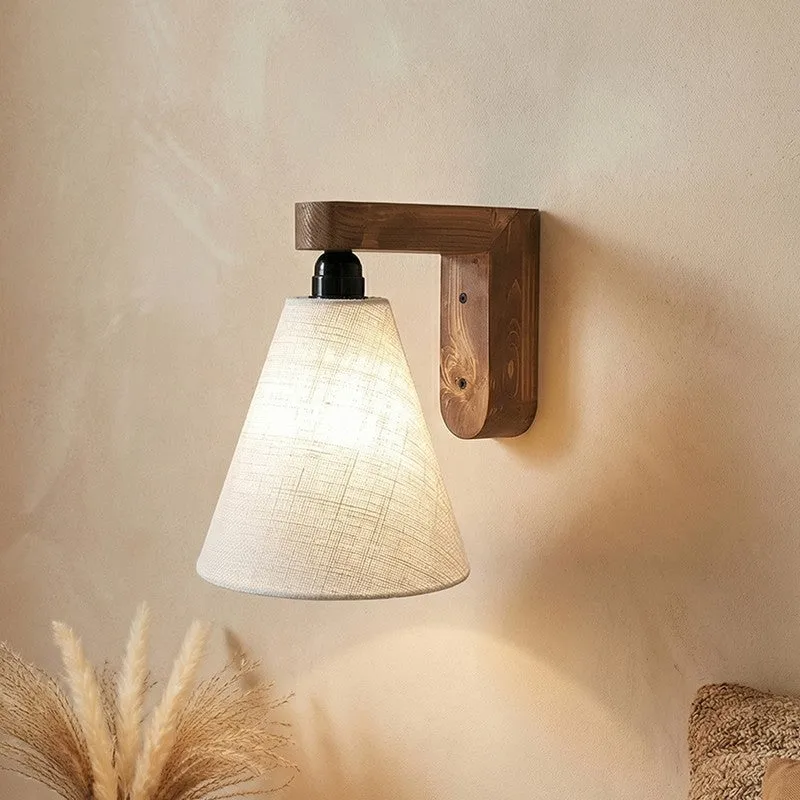Onore Jute and Wooden Cone Wall Lamp media 1