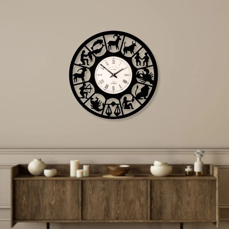Zodiac Steel Analog Wall Clock - Black media 3