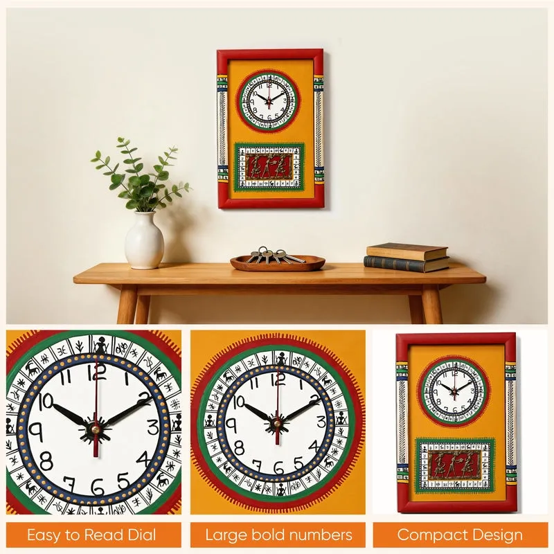 Sanjoya Warli Wall Clock - Yellow media 7