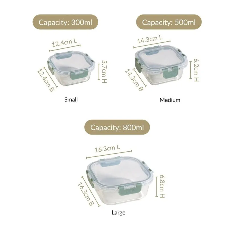 Fresh Seal Transparent Glass Container (800 mL,500 mL,300 mL) - Set Of Three media 7
