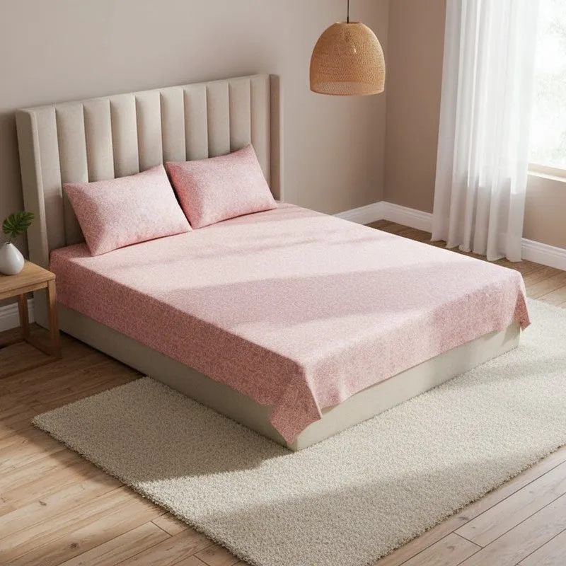 Caravel Floral Cotton Bedsheet (Pink) - 200 TC media 1