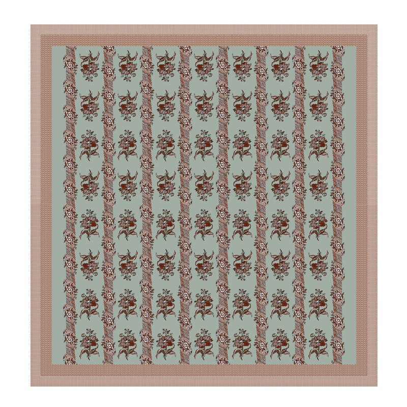 Rang Grace Cotton Bedsheet (Green,Beige) - 120 TC media 5