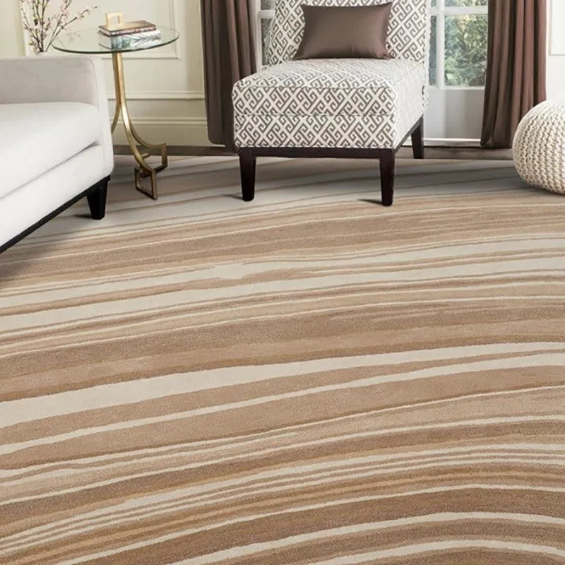 Thoth Hand Tufted Abstract Wool & Nylon Carpet - Beige media 8