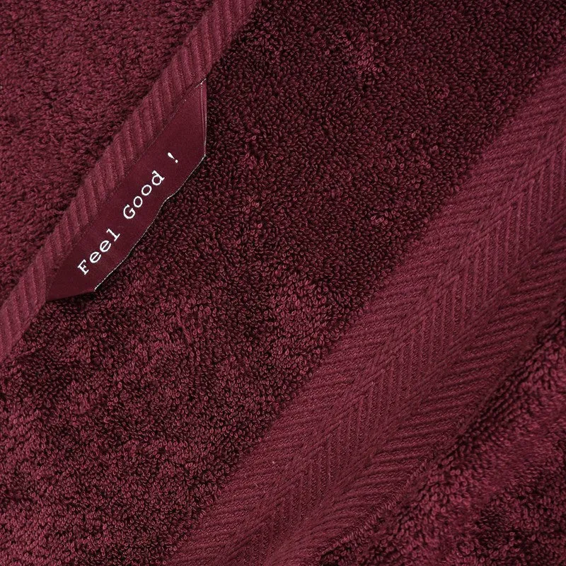 PlushAura Cotton Towel Sets (Maroon) - Set of Four - 5