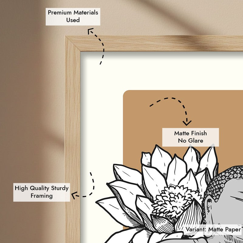 Shi Kamala Buddha Archival Paper Wall Art  - Natural Brown Frame media 7