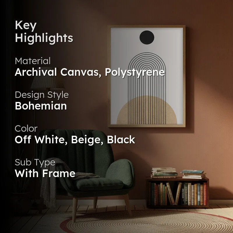 Earthy Tones Minimalist Canvas Wall Painting With Brown Frame media 2
