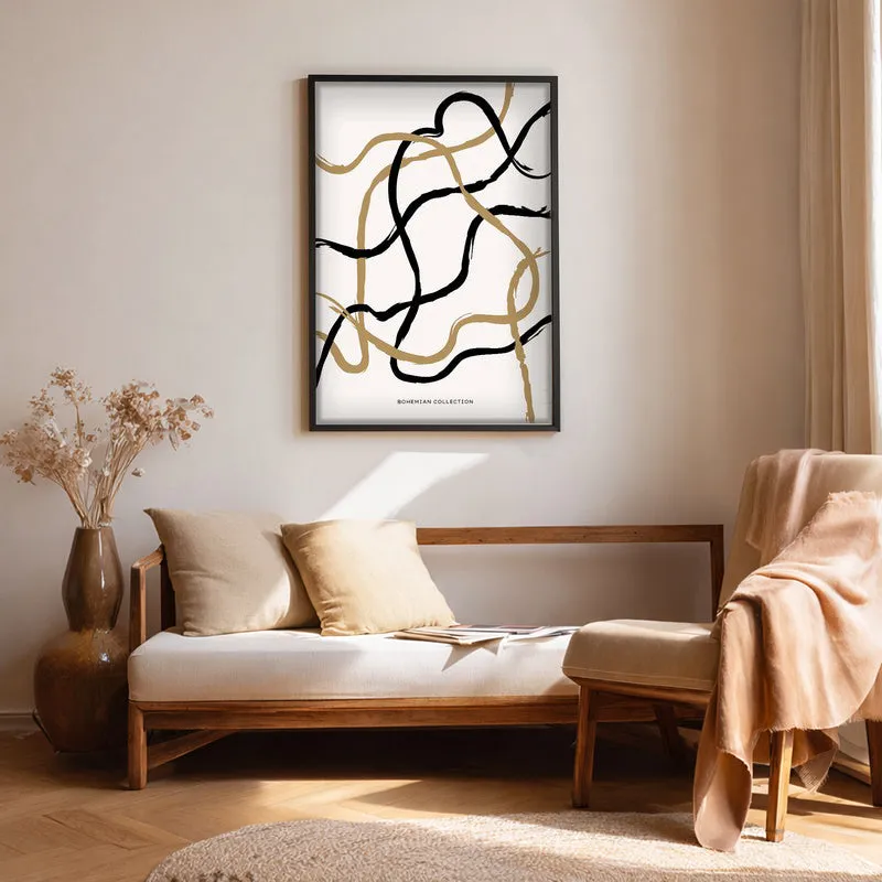 Measured Curve Canvas Wall Painting With Black Frame media 1