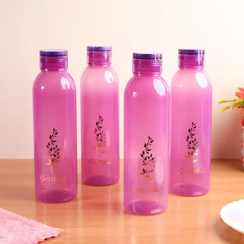 AquaBloom Purple Clear PET Bottle (1000 mL Each) - Set Of Four media 1