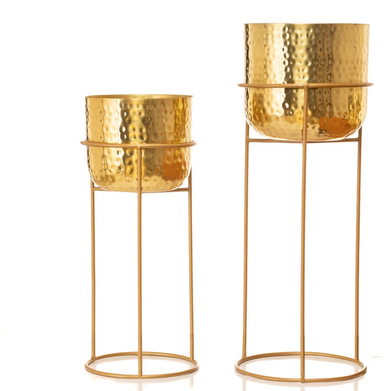 Milara Allure Hammered Planter (Gold) - Set Of Two media 3