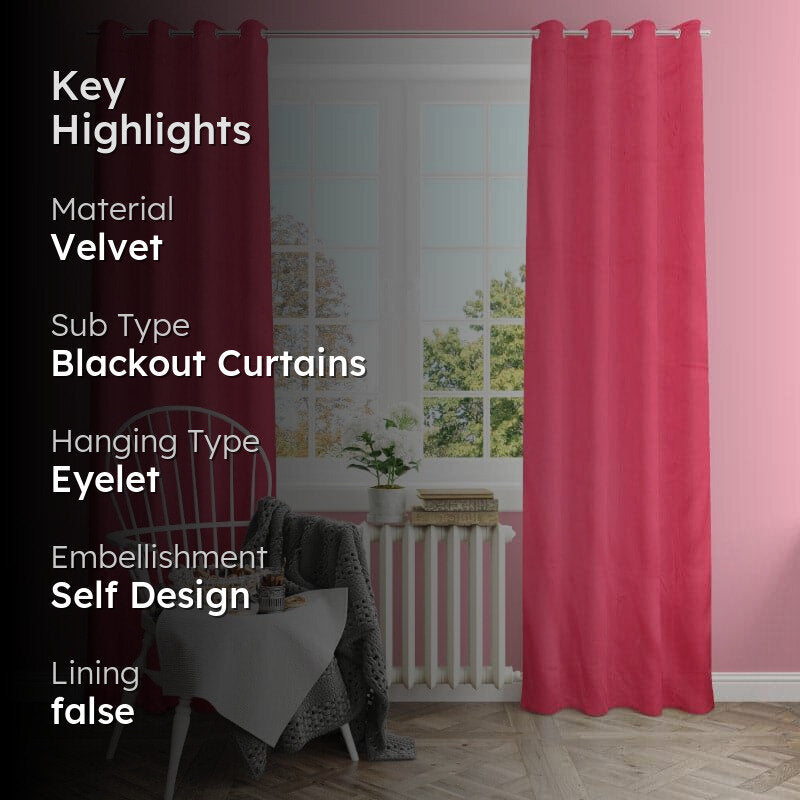 Kumudini Solid Curtain (Red) - Set Of Two media 2