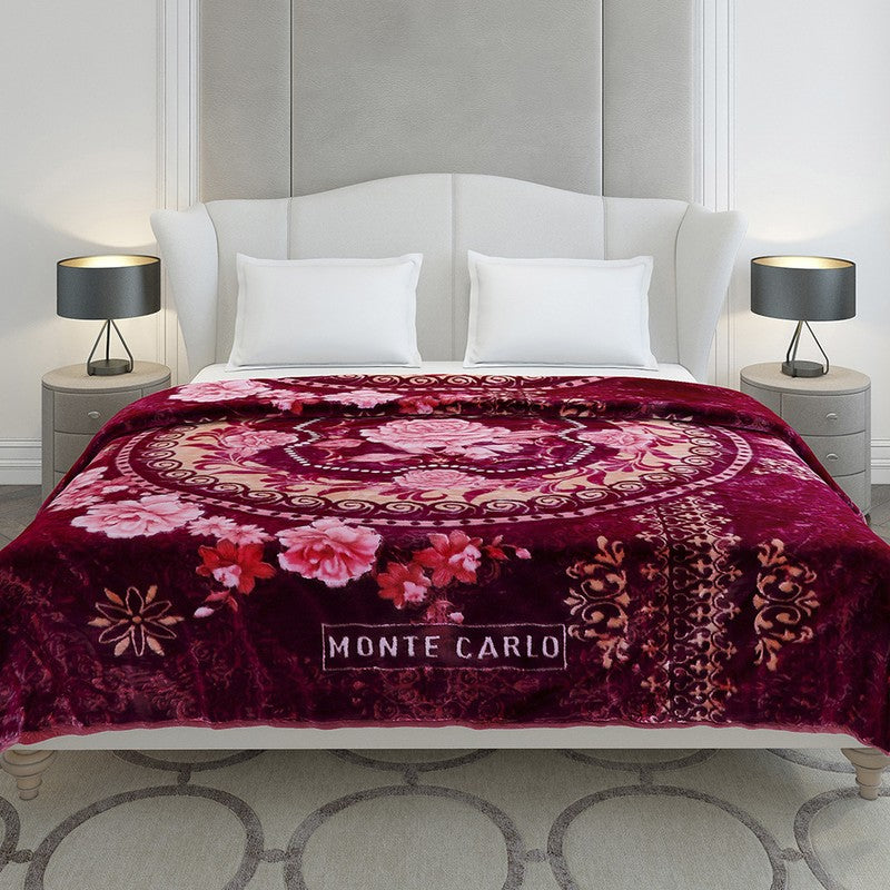 Monte Carlo Crimson Blossom Throw Blanket - 852 GSM media 3