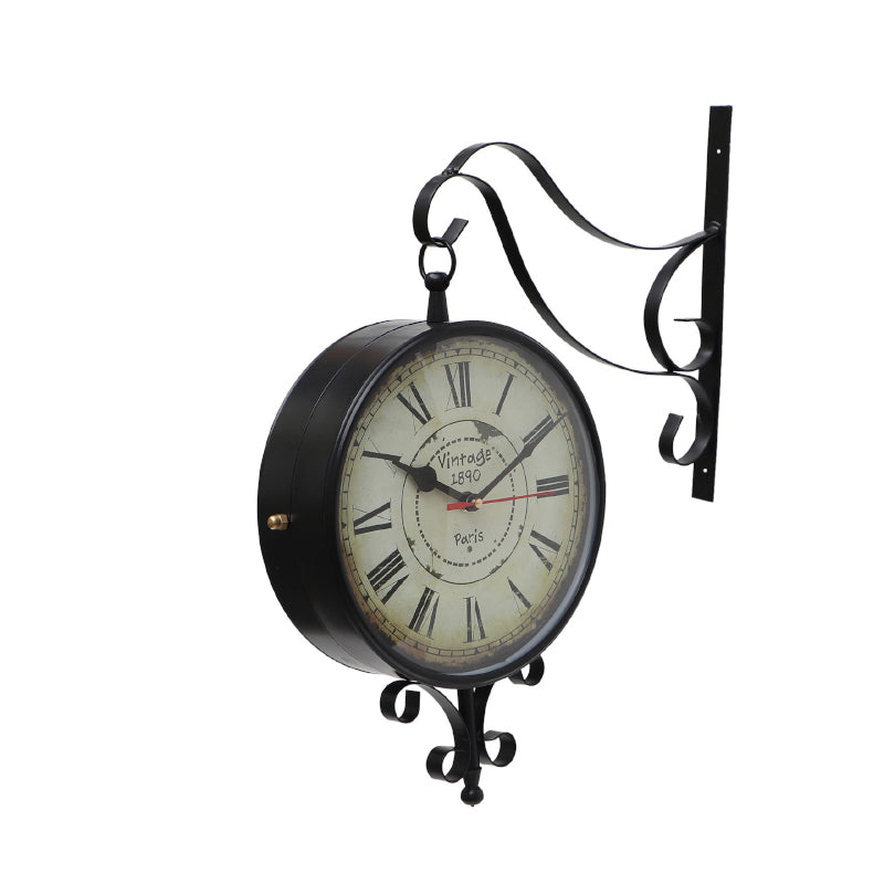Nira Double Sided Roman Numeral Station Clock - Black & Beige media 4
